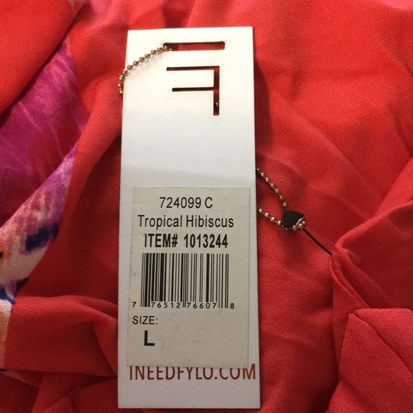 FYLO London Womens Tropical Hibiscus Top Orange Floral SZ L NWT - Picture 4 of 7